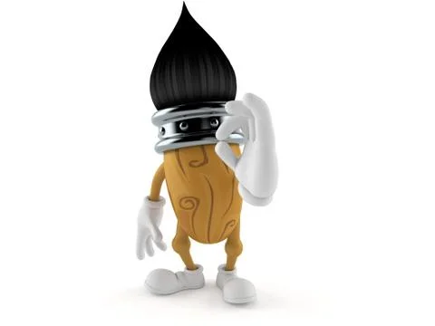 Paintbrush character with ok gesture Stock Illustration