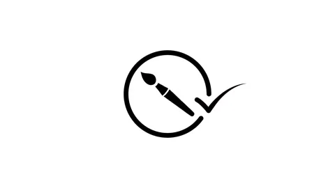 Paintbrush checkmark symbol animated, graphic design concept, creative proc.. Stock Footage 346497679