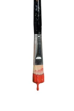 Paintbrush Dripping Red Paint Stock Photos
