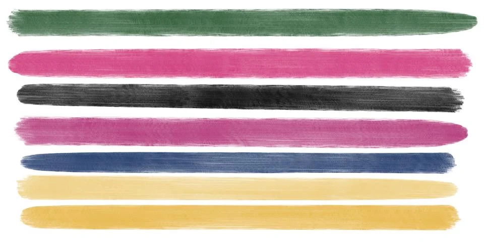 Paintbrush, Flat Paint Brush Thin, Straight Lines Mix High Detail Stock Illustration