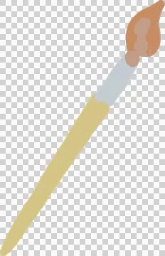 Paintbrush is floating on transparent background showing handle, ferrule and Illustration