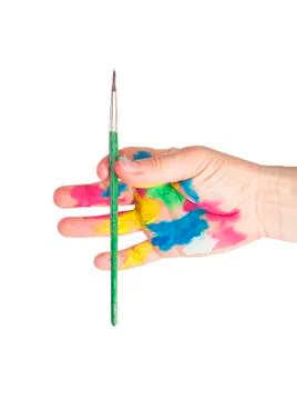 Paintbrush in hand Stock Photos