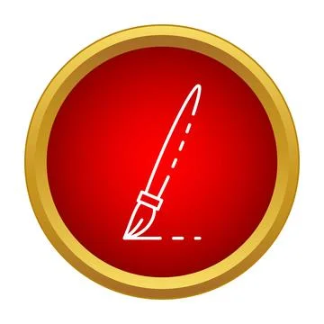Paintbrush icon creating a dashed line on red button イラスト素材