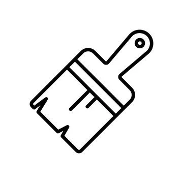 Paintbrush icon linear logo mark in black and white Stock Illustration