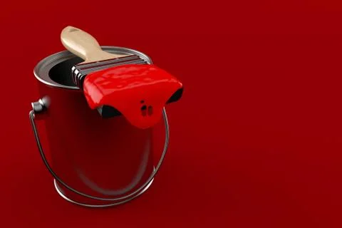Paintbrush with paint can Stock Illustration