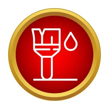 Paintbrush with paint drop inside red circle icon Stock Illustration
