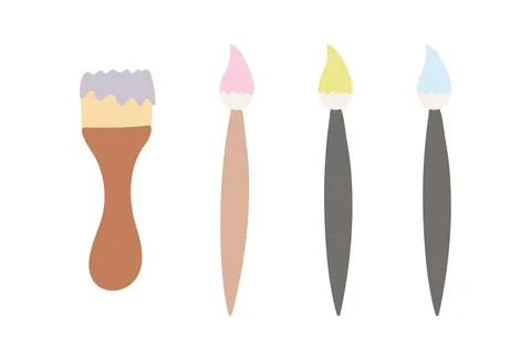 Paintbrush with paint isolated illustration set Illustration