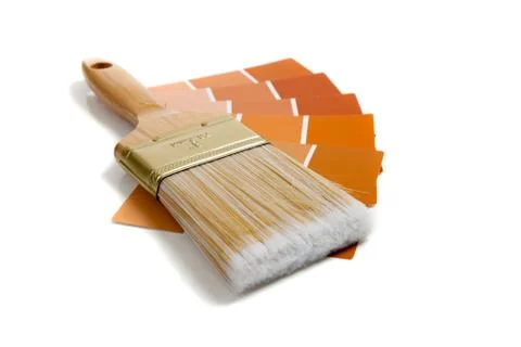 Paintbrush with paint samples Stock Photos