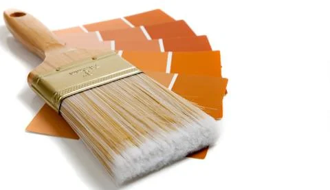 Paintbrush with paint samples Stock Photos