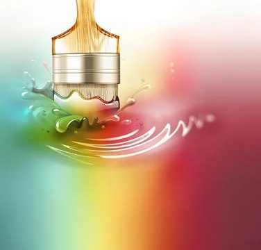 Paintbrush in a paint splash Illustrazione stock