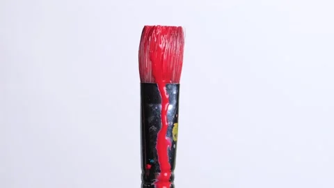 Paintbrush with red paint Stock Footage 301218248
