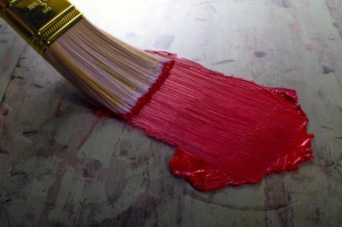 Paintbrush with red paint Stock Photos