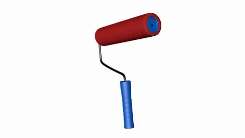 Paintbrush roller rotate on white background Stock Footage 94490520