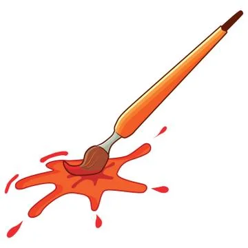 Paintbrush with splat  splash of color, vector illustration Stock Illustration