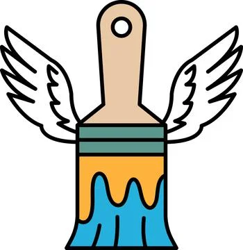 A paintbrush with wings on it Stock Illustration