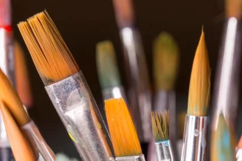 Paintbrushes Close Up Stock Photos