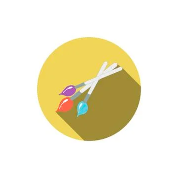 Paintbrushes flat icon with long shadow Stock Illustration