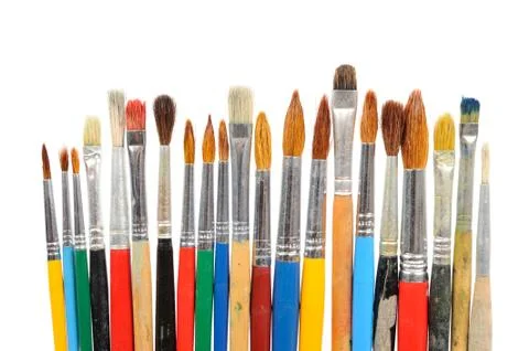 Paintbrushes isolated on white background. Stock Photos