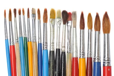 Paintbrushes isolated on white background. Stock Photos