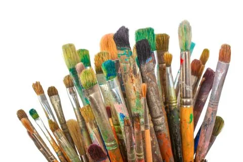 Paintbrushes on White Background Stock Photos