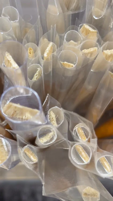 Paintbrushes wrapped in plastic viewed from above, ideal for art background.. 스톡 동영상 318467038