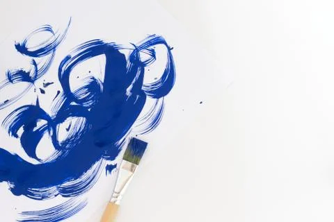 Painted abstract background with brush on white paper Stock Photos