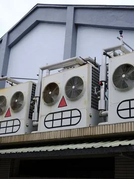 Painted air conditioner unit Stock Photos