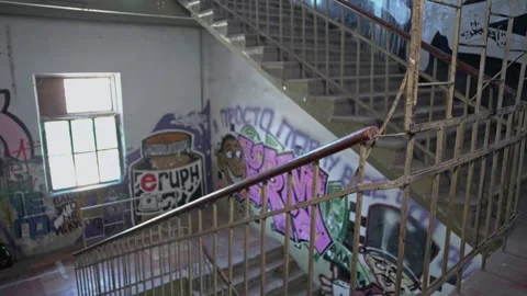 Painted and graffiti-stained ghetto underpasses Stock Footage 287915852