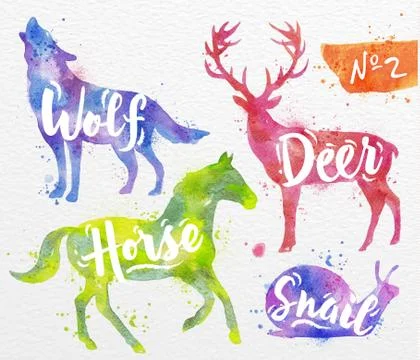 Painted animals deer 스톡 일러스트