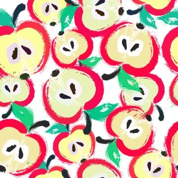 Painted Apple Pattern Background Stock Illustration