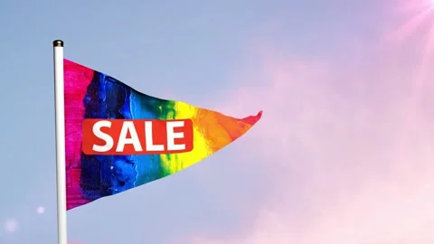 Painted Artistic Sale flag triangular shape realistic flag 3D rendering and 3 Stock Footage 138750148