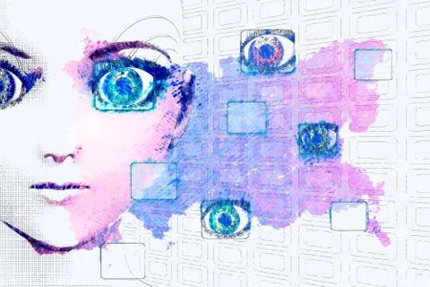 Painted beauty technology background 库存插图