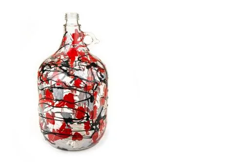 Painted big jar in the white background Stock Photos