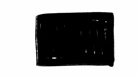 Painted black rectangle hand drawn on white background and filmed in loop stop Stock Footage 276391547