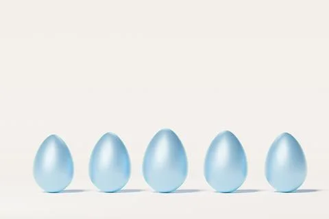 Painted blue Easter eggs, beige neutral background, spring April holidays card Stock Illustration