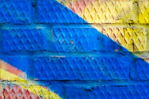 Painted brick wall. Фото