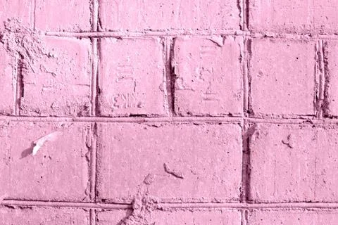 Painted brick wall texture close-up. Abstract background pink color toned Stock Photos