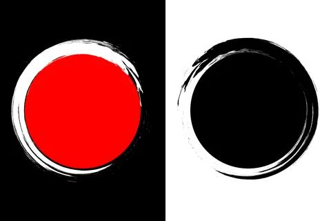 Painted brush circle. Round grunge hand drawn circle for ink, stamp, seal, grung Stock Illustration