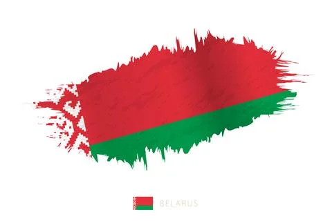 Painted brushstroke flag of Belarus with waving effect. Illustrazione stock