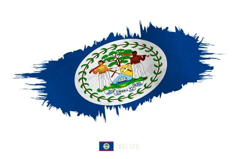Painted brushstroke flag of Belize with waving effect. Stock Illustration