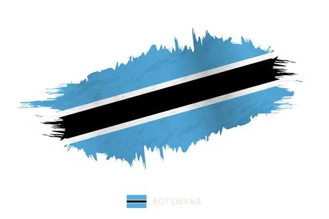 Painted brushstroke flag of Botswana with waving effect. 库存插图