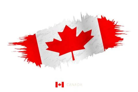 Painted brushstroke flag of Canada with waving effect. Stock Illustration