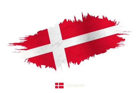 Painted brushstroke flag of Denmark with waving effect. Stock Illustration