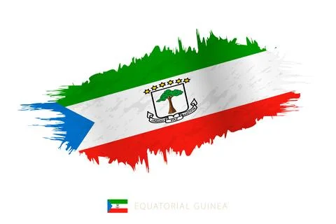 Painted brushstroke flag of Equatorial Guinea with waving effect. イラスト素材