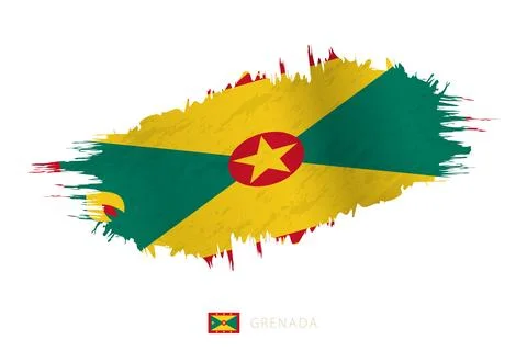 Painted brushstroke flag of Grenada with waving effect. Stock Illustration