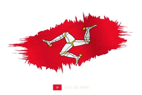 Painted brushstroke flag of Isle of Man with waving effect. Illustrazione stock