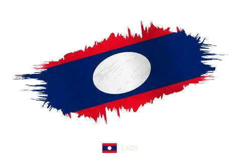 Painted brushstroke flag of Laos with waving effect. Illustrazione stock