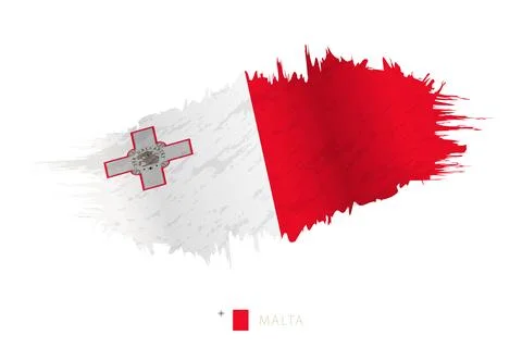 Painted brushstroke flag of Malta with waving effect. Stock Illustration