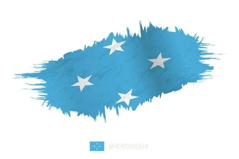 Painted brushstroke flag of Micronesia with waving effect. Stock Illustration