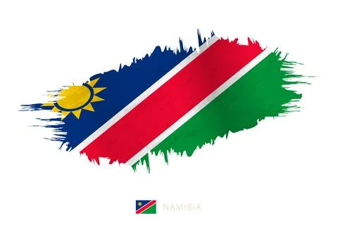 Painted brushstroke flag of Namibia with waving effect. イラスト素材